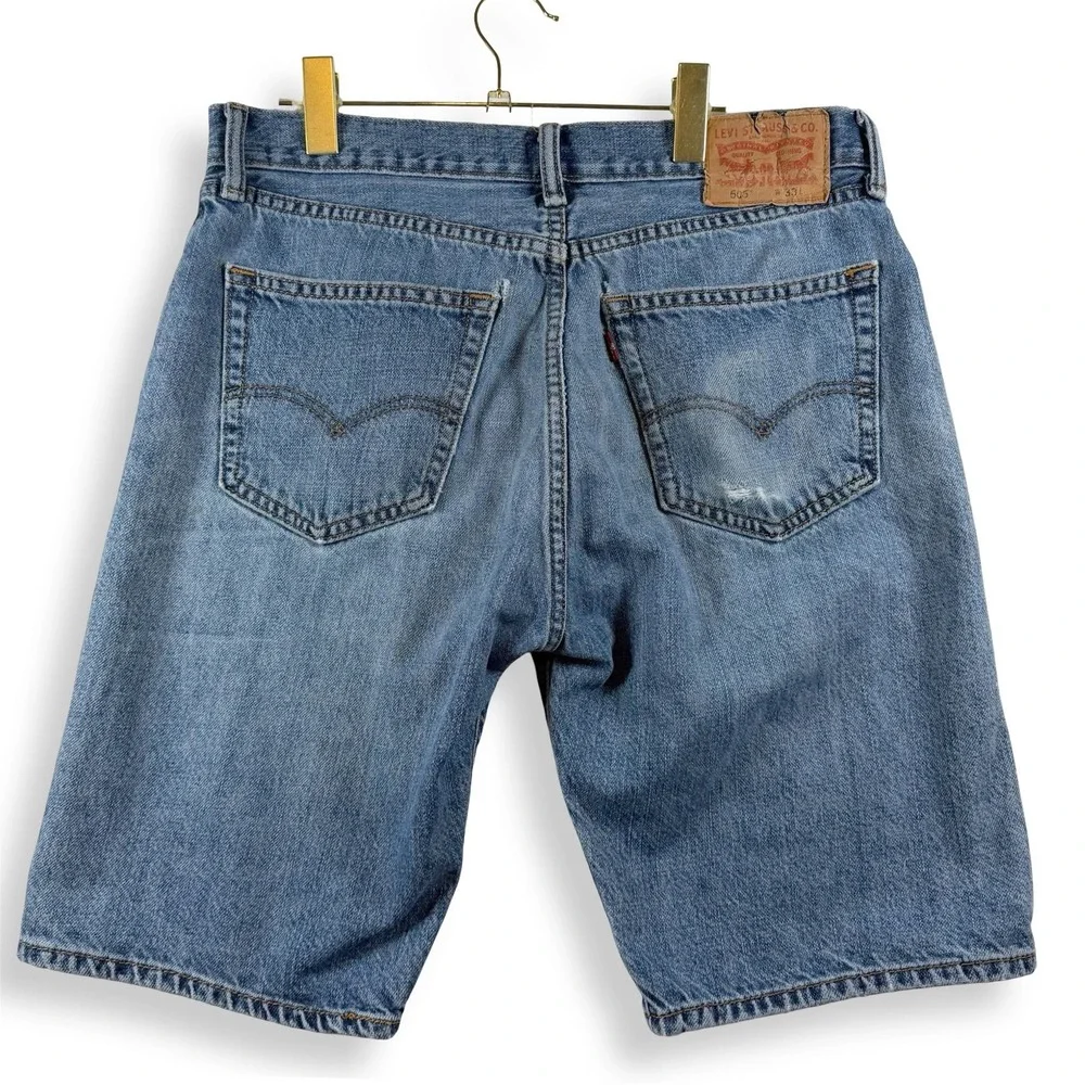 Levi's 505 Men's Denim Shorts W33 Medium Wash Distressed 10